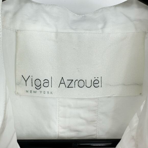 Yigal Azrouel Long Sleeve Button Up Top Womens 8 White Asian Style Minimalist - Picture 6 of 13